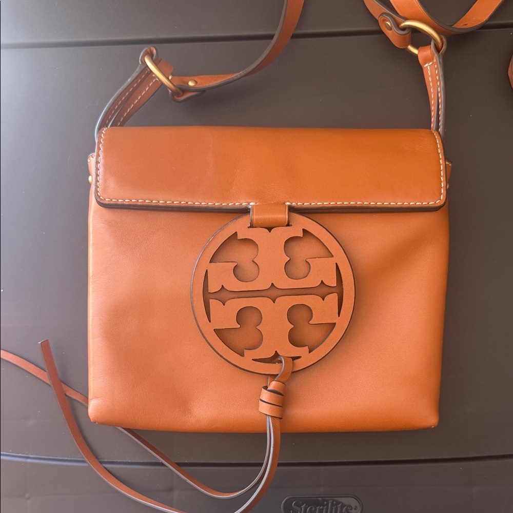 Tory Burch Tan Leather Logo Crossbody Bag